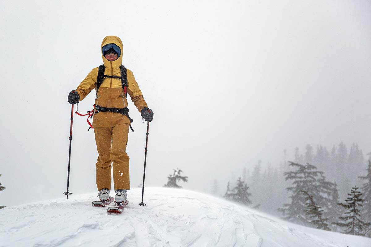 Skinning in the Arc'teryx Sentinel bib and jacket